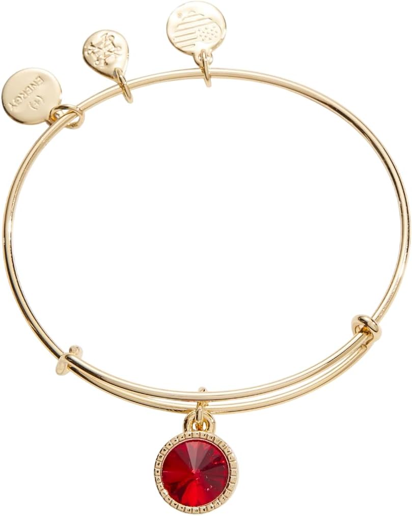 Alex and Ani Birthstones Expandable Bangle for Women, Birthday Crystal Charms, Shiny Finish, 2 to 3.5 in