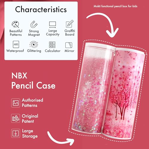Image of SNAPTRON Plastic Pencil Box For Girls Kids - Multi-Function Pencil Case With Calculator, White Board, Marker & Storage, School Box For Girls Cute Geometric Compass Pouch Accessories