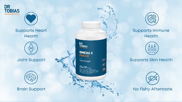 Dr. Tobias Omega 3 Fish Oil 2000mg Triple Strength | 2-Pack 360 Softgels | Heart, Brain & Joint Support | 800mg EPA + 600mg DHA Per Serving | Delayed Release Omega 3 Supplement