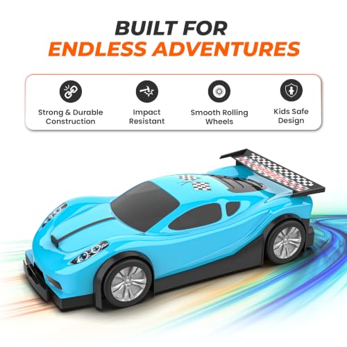 Image of Mirana Car-in-Car Garage Toy for Kids | 4 Diecast Metal Alloy Cars Playset | Foldable Storage with Handle | Store Upto 16 Vehicles | Birthday & Diwali Gift for Boys & Girls 18+ Months (Sky Blue)