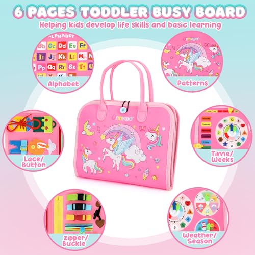Image of URMYWO Toddler Busy Board - Busy Book Montessori Toys Ages 3 and up - Preschool Learning Activities with Alphabet Number Animal, Educational Travel Toys Birthday Gifts for Kids