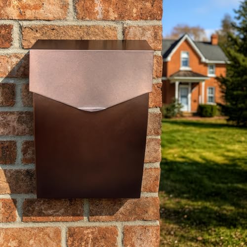 Image of NACH Mailboxes for Outside Wall Mount, 4.8 x 10 x 13 inch Antique Copper Wall Mounted Mailboxes for Outside, Waterproof Mailbox for House - The Bradley Large Mail Box