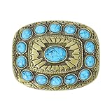 BEAMARKER Hebilla de Cinturón Vintage Estilo Western Rectangular, Color Azul Turquesa, Estilo Campestre, Estilo Bohemio, para Hombres, Mujeres, Vaqueros, Vestidos, Faldas, Adornos para Ropa, Atue