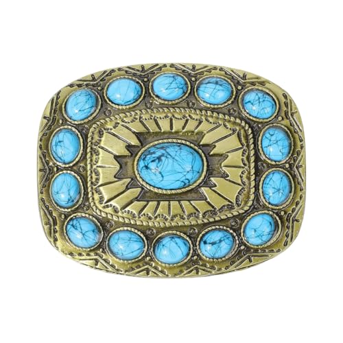 BEAMARKER Hebilla de Cinturón Vintage Estilo Western Rectangular, Color Azul Turquesa, Estilo Campestre, Estilo Bohemio, para Hombres, Mujeres, Vaqueros, Vestidos, Faldas, Adornos para Ropa, Atue