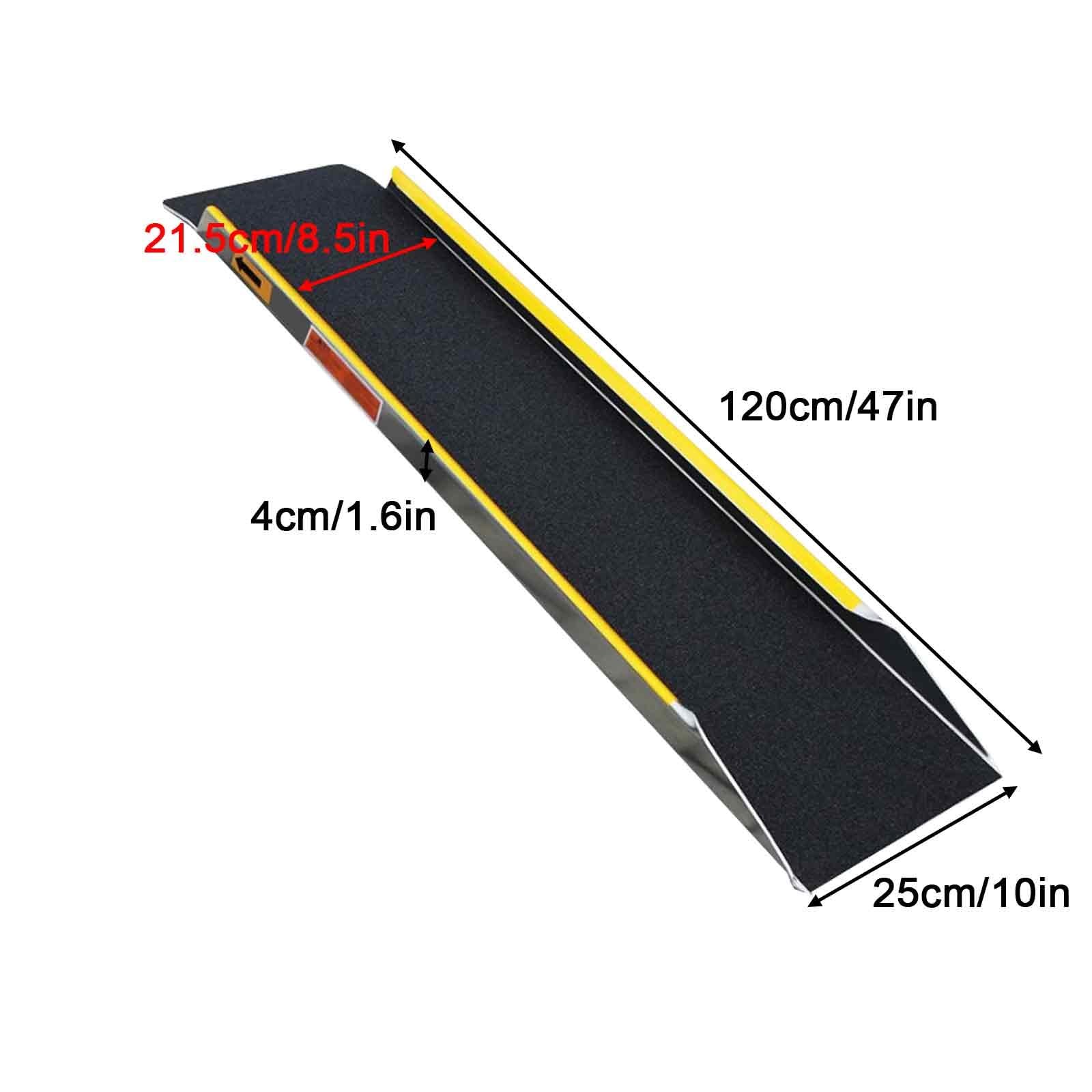 25 cm Aluminiowe Rampy Progowe, 2 Sztuki, 100 cm, 120 cm, 150 cm, Udźwig 300 Kg, Antypoślizgowe Rampy Załadunkowe z Powierzchnią Pokrytą Żwirem, Lekkie i Wytrzymałe(120cm/47in)