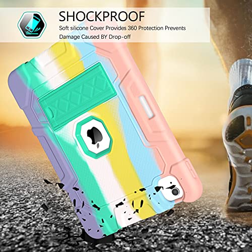 Bentoben Ipad Air 5Th / 4Th Generation Case, Ipad Air 10.9 Case, 3 In 1 Heavy Duty Shockproof Kickstand With Pencil Holder Protective Girls Women Boys Men Kids Case For Ipad Air 5/4 10.9", Rainbow #TOP1