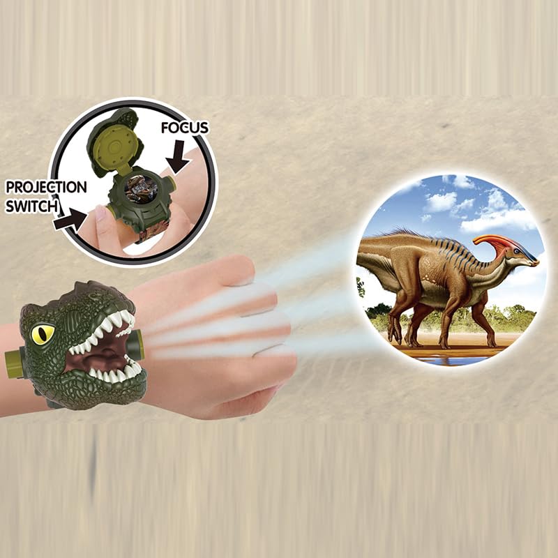 Children Dinosaur Projection Electronic Watch for Kids Flip Adjustable Digital Screen 3D Cartoon Animal 24 Projection Patterns Boys Girls Birthday Gift Educational Toy Children's Day Gift2