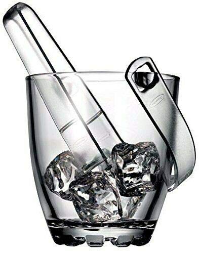 Muddy Hands Clear Glass Ice Bucket with Tongs & Carry Handle (Sylvana)