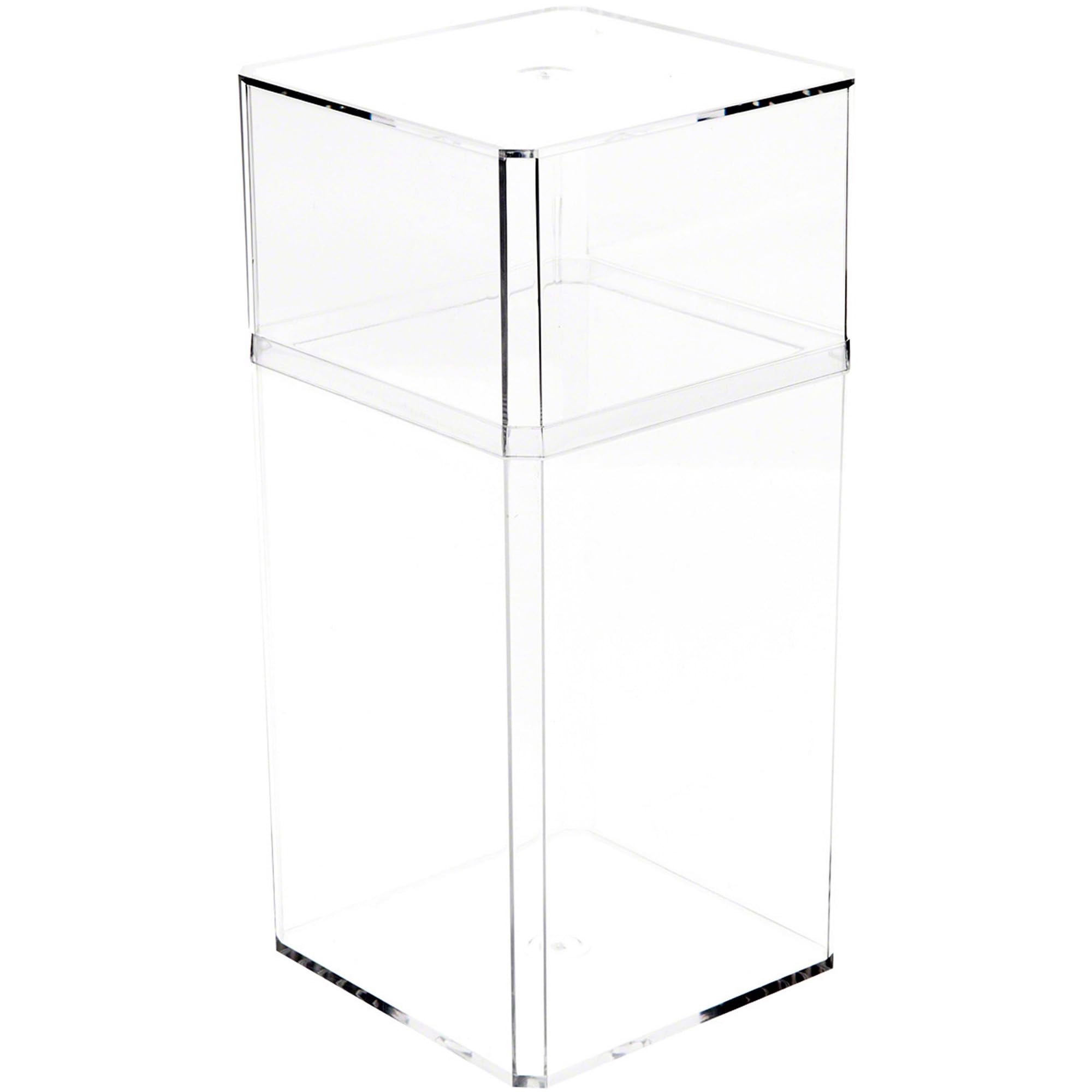 Contenedor de plástico rectangular transparente con diseño alto de gran visibilidad