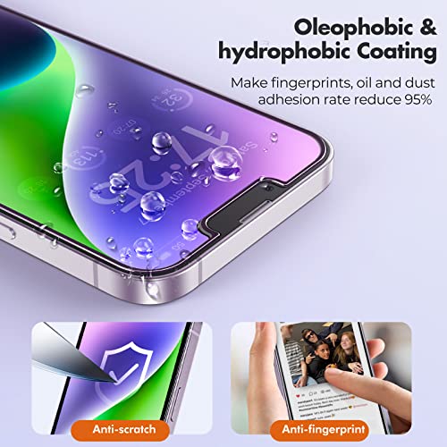 Image of UNBREAKcable 3-Pack Screen Protector for iPhone 14, Double Shatterproof Tempered Glass [Easy Installation Frame] [9H Hardness] [99.99% HD Clear] [Case Friendly] for iPhone 6.1 inch