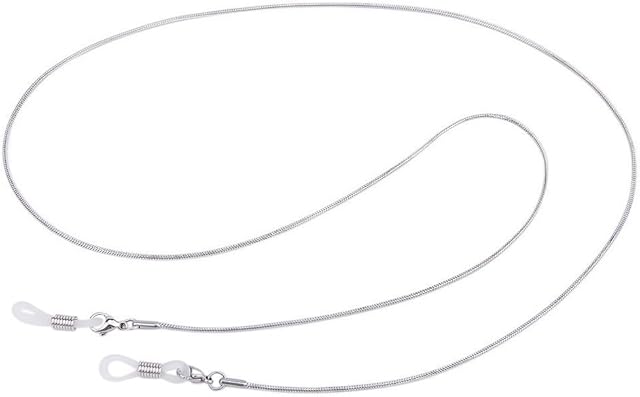TOYANDONA Fashion Stainless Steel Snake Chain Style Eyeglass Sunglasses Chain Cord Neck Strap Holder (Silver)