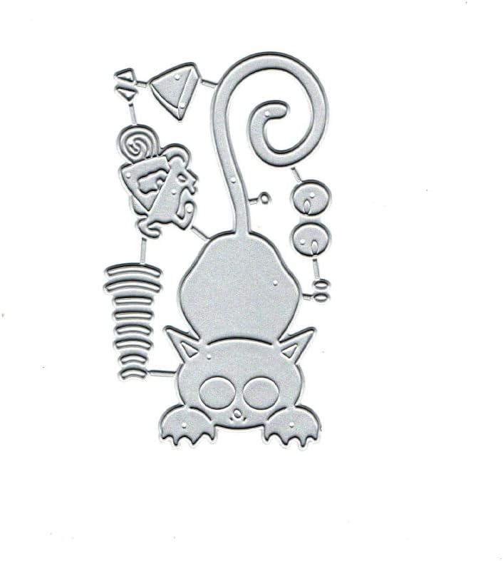 Miniatura 4 de Troqueles de metal para gatos y ratones, tarjetas de papel para gatos y ratones, plantillas de corte para manualidades en relieve para hacer