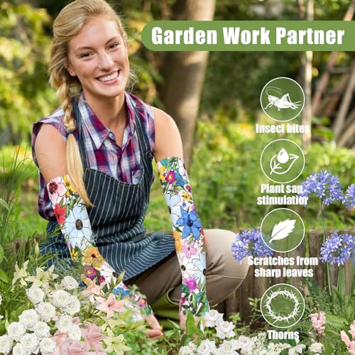 Image of Bebila Gardening Sleeves for Women Farm UV Sun Protection Anti-Scratch Cooling Sleeves with Thumb Hole Arms Cover Outdoors