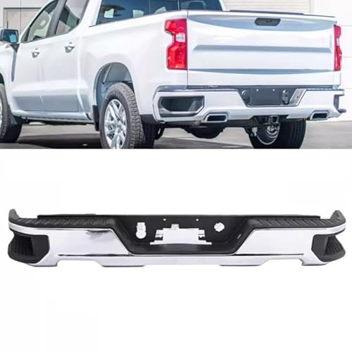 Symway Chrome Rear Bumper Step W/Dual Exhuast W/O Park Assist Hole GM1103218 Compatible with GMC Sierra 1500 & Chevy Silverado 1500 2019 2020 2021 2022 2023