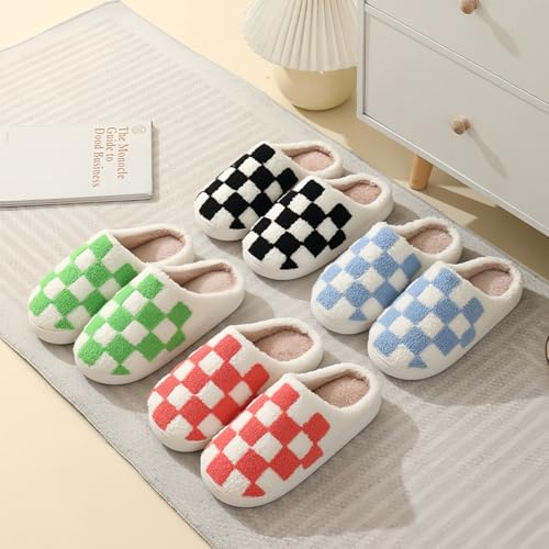 Plaid Slippers for Women and Men Cozy Indoor House Shoes with Memory Foam Comfy Checkered Design Soft Fuzzy Warm Unisex Style for Bedroom or Living Room Use4