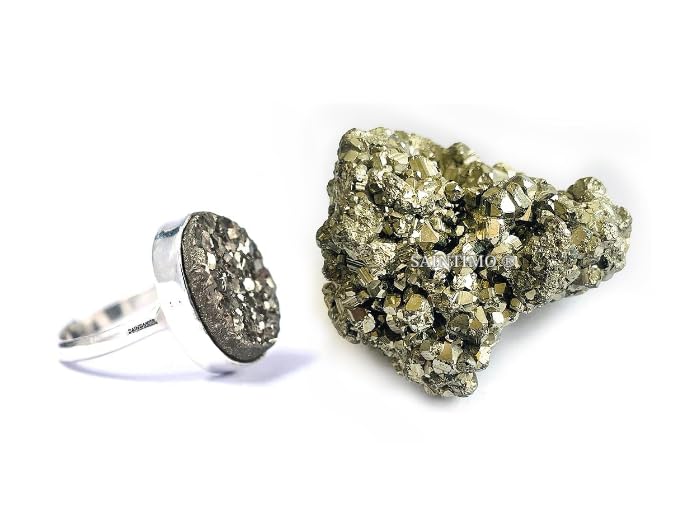 SAINTIMO ® Certified Original Pyrite Stone Cluster - With Natural, Energized Golden Pyrite Ring for Healing, Willpower, Money manifestation, Vastu, and Business - 50 to 90 GM (B0D2BQDMHP) Amazon Price History, Amazon Price Tracker