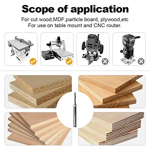 Fivepears Up&Down Cut Compression Spiral Router Bit For Cnc, 1/8 Inch Cutting Diameter And 3/4 Inch Cutting Length 1/4 In Shank Carbide End Mill Router Bit For Wood Carving Engraving Grinding Grooving #TOP5