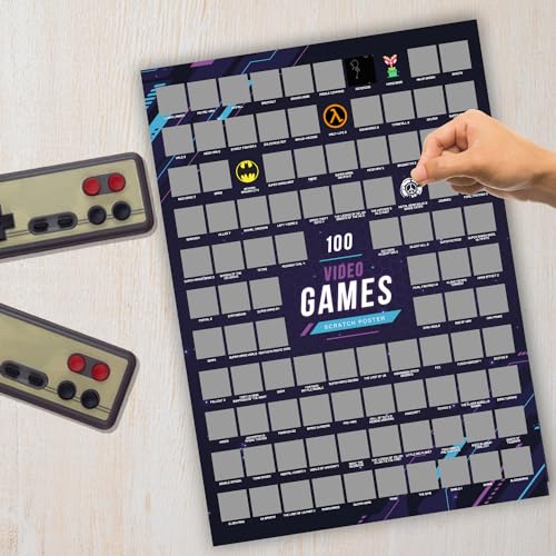 Mad Monkey Póster para rascar de los 100 mejores videojuegos - Regalo para jugadores