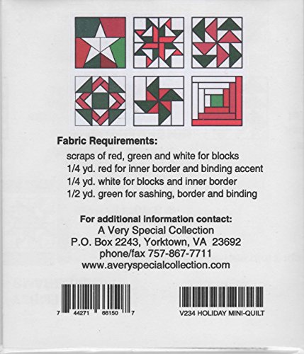Foundation Paper Piecing Holiday Mini-Quilt and Ornaments Pattern - 24 3" Blocks - 4 Each of 6 Designs