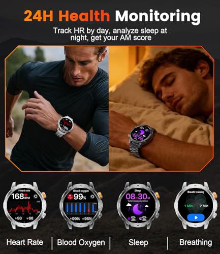 Image of LIGE Military Smart Watches for Men(3 Bands),1000mAh Battery /1.7 inch HD Large Screen Smartwatch, Flashlight /120+ Sports Modes /Sleep Monitor, 5ATM Waterproof Fitness Tracker Watch for Android iOS,Black