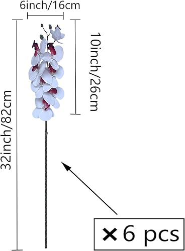 Miniatura 9 de FagusHome Phalaenopsis - 6 flores artificiales de orquídeas artificiales de 32 pulgadas, flores falsas para decoración del hogar (amarillo)