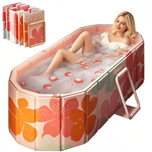 Bounvi ポータブルバスタブ 折り畳み浴槽 簡易風呂 露天風呂 水風呂 コンパクト 組み立て不要 収納便利 持運び便利 長時間保温 子供 大人用 家庭用 (カラー フタなし 1.2M)