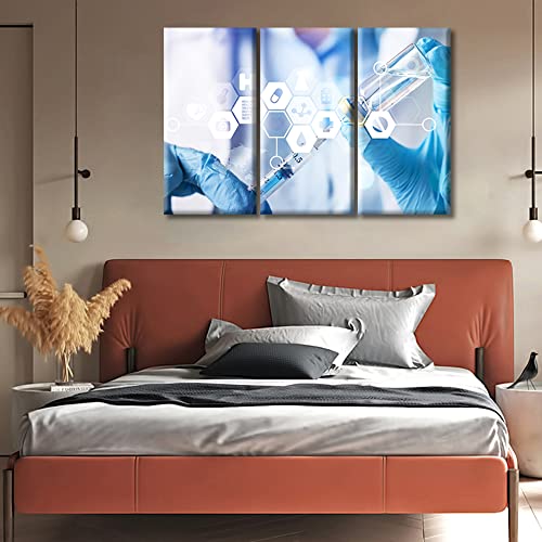 Image of TUMOVO Medical background Wall Art 3 Panel Medical Clinical Laboratory Artwork Wall Decor for Living Room, Bedroom, Bathroom, Office. Framed Ready to Hang (36 inch Wx24 H)