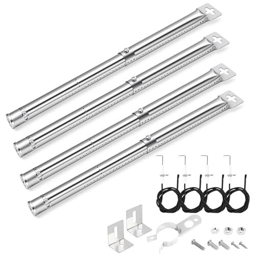 GRISUN Universal Edelstahl Gasgrill Brenner 31–44 cm, kompatibel mit Landmann, Enders, Tepro, Taino, Campingaz, Charbroil, Mr Gardener, Napoleon – 4 Stück Grillbrenner Ersatzteile Set