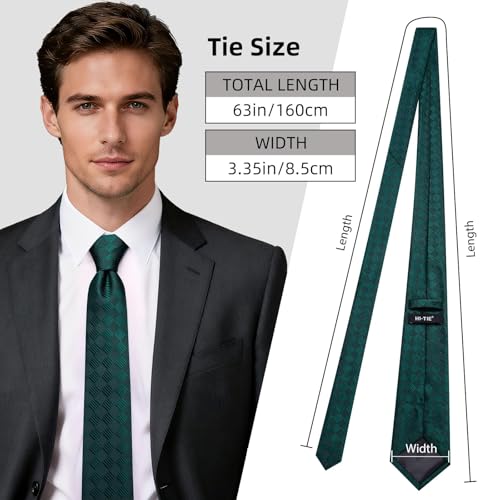 Image of Hi-Tie 63 inches Striped Paisley Extra Long Ties for Men Silk Necktie with Lapel Pin Tie Clip Big and Tall Men Formal Wedding