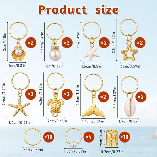 40 piezas adornos para trenzas con conchas marinas doradas miniatura 2