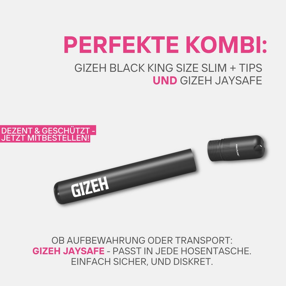 GIZEH ALL PINK King Size Slim + Tips - Blättchen zum Drehen - Pinke Papers und Tips - Packung mit Magnetverschluss - 26er Pack á 34 Premium Rolling Paper (14 g/m²) + 34 Tips