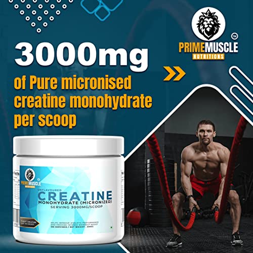 Image of PRIME MUSCLE NUTRITIONS Creatine Monohydrate Powder 66 Servings(Unflavoured,200 grams) Micronised Unflavoured Rapid Absorption Enhanced Muscle Strength&Power Fast Recovery Increases Muscle Mass