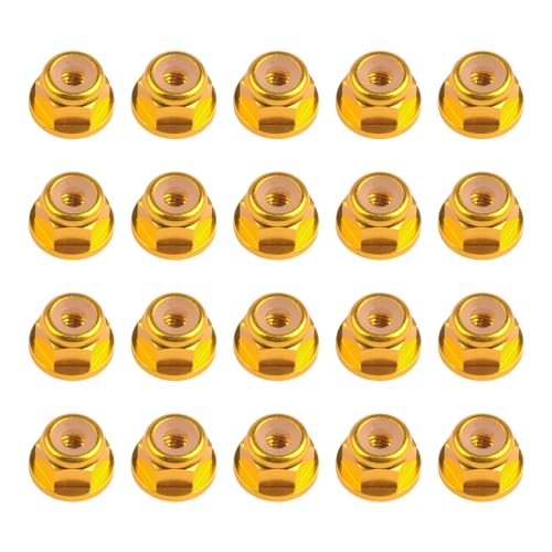 Dingtai 20個入M3 M4りですアルミ合金製緩まないナットロック自ロック退ナイロンリングカラーナット模型補修部品ナット (M3, 金色です)