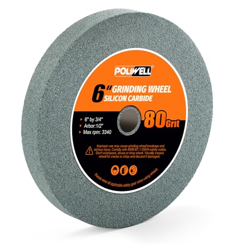 6 Inch 80 Grit Silicon Bench Grinder Grinding Wheel with 1/2 Arbor