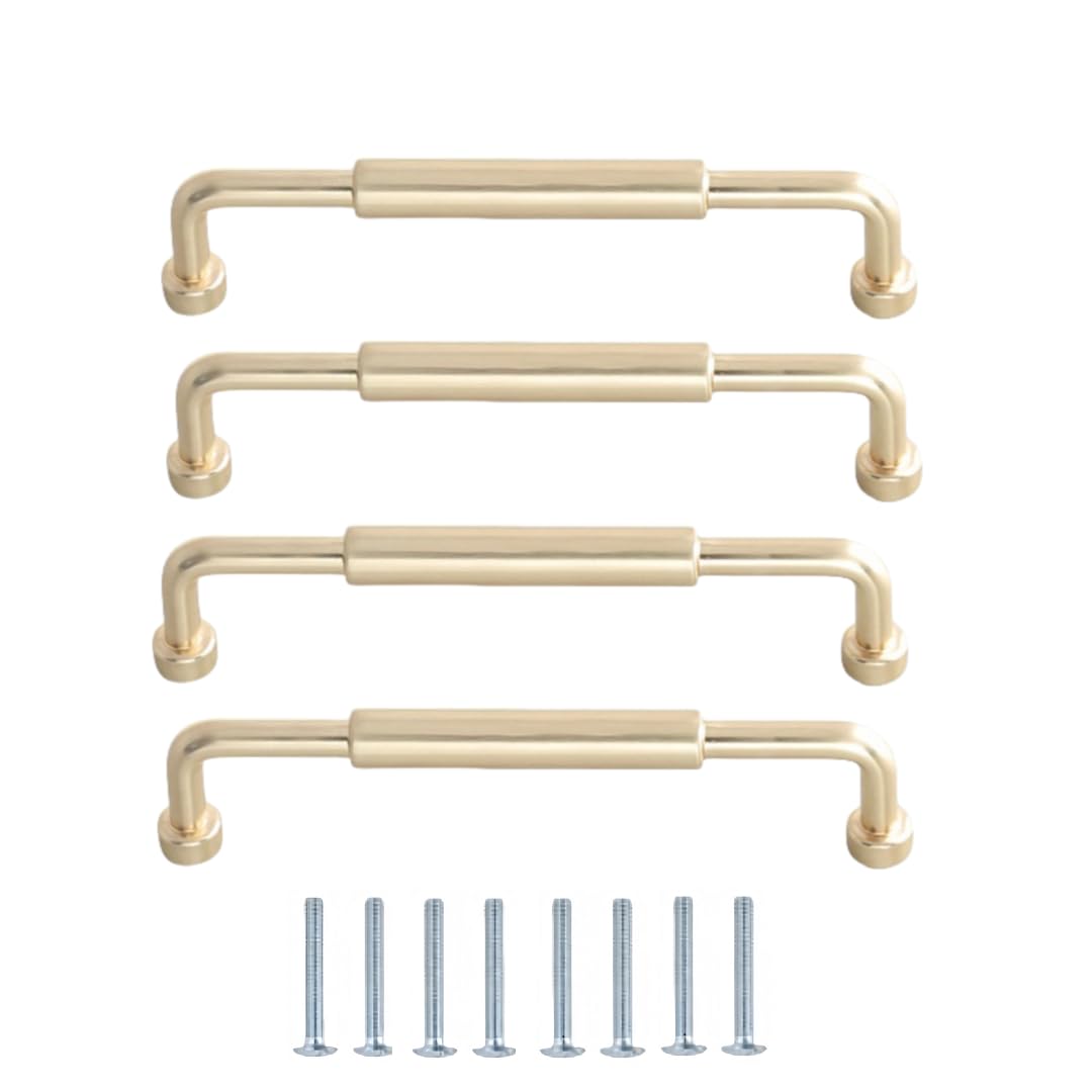NLQCSXWEP Zinc Alloy Cabinet Bow Handle, Zinc Alloy Cabinet Handles Pack of 4 Copper and Matte Brushed 96mm 128mm(128mm Copper Wire Drawing)