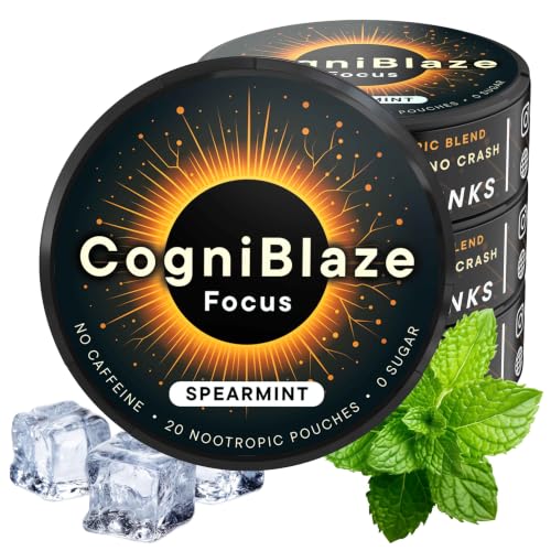CogniBlaze Nootropic Pouches Caffeine Free (Spearmint) | 80 Focus Pouches