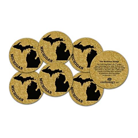 Corkology Michigan Coaster Set, Cork Cover