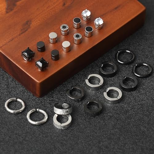 Fausses Boucles D'oreilles BZKSER 8 Paires Boucles D'Oreilles Magnétiques Homme/Femme - Acier Inoxydable 316L Orecchini Calamita