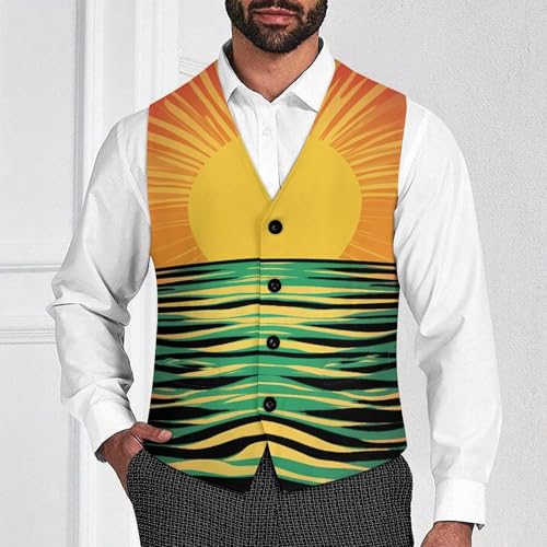 Sunrise Sunset-Sunshines Men's Suit Vest Slim Fit Business Dress Party Pattern Waistcoat Vest Top2