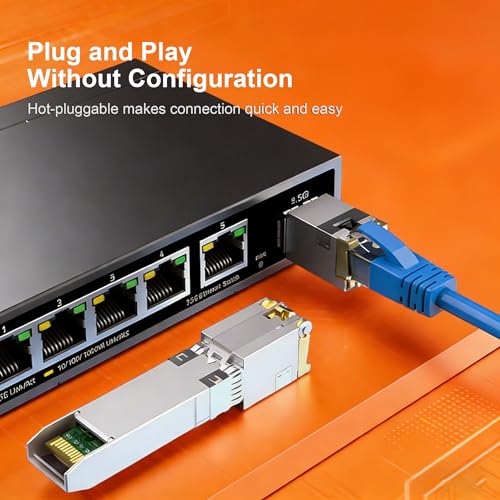 Image of 10GBase-T SFP+ Copper RJ45 Module Transceiver, RJ-45 SFP+ CAT.6a, up to 30 Meters, Compatible for Cisco SFP-10G-T-S, Ubiquiti UF-RJ45-10G, Netgear, D-Link, Mikrotik, Supermicro, TP-Link and More