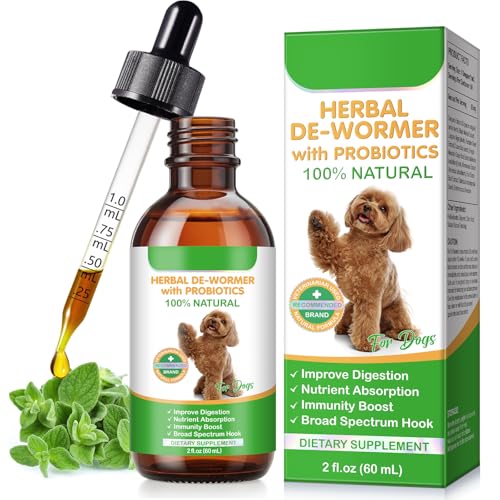 CJXHJY Desparasitante Perros 60 ml | con Probióticos | Desparasitante Natural para Perros | Gotas Antiparasitarias para Prevenir y Combatir Las Infecciones Parasitarias | Fórmula Natural