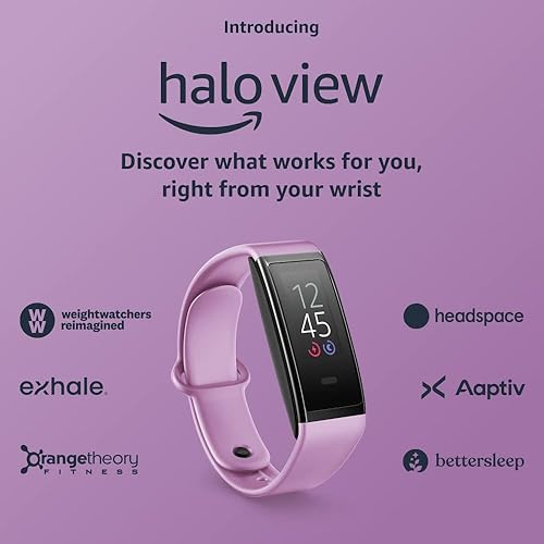 Amazon Halo View fitness tracker, with color display for at-a-glance access to heart rate, activity, and sleep tracking – Lavender Dream – Medium/Large