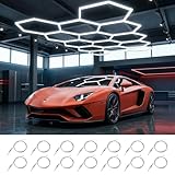 Hexagon Garage Lights 472W 56640LM 6500K, 59-Tube Ultra Bright Honeycomb Hex Lights with 14-Pack Heavy Duty Adjustable Hanging Chains for Workshop Car Detailing Gym Warehouse