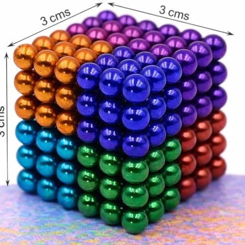 Image of Magnetic Balls New Trending 216 Pcs Ball Toys for Kids - Game Set - New Trending 6x6 Cube with 6 Colors 5mm Balls with Metal Storage Tin [1 pcs]