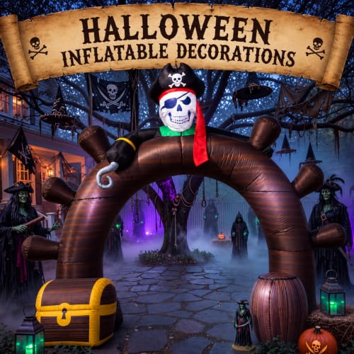 Image of Shappy 9FT Halloween Inflatable Outdoor Decorations Pirate Ship Arch