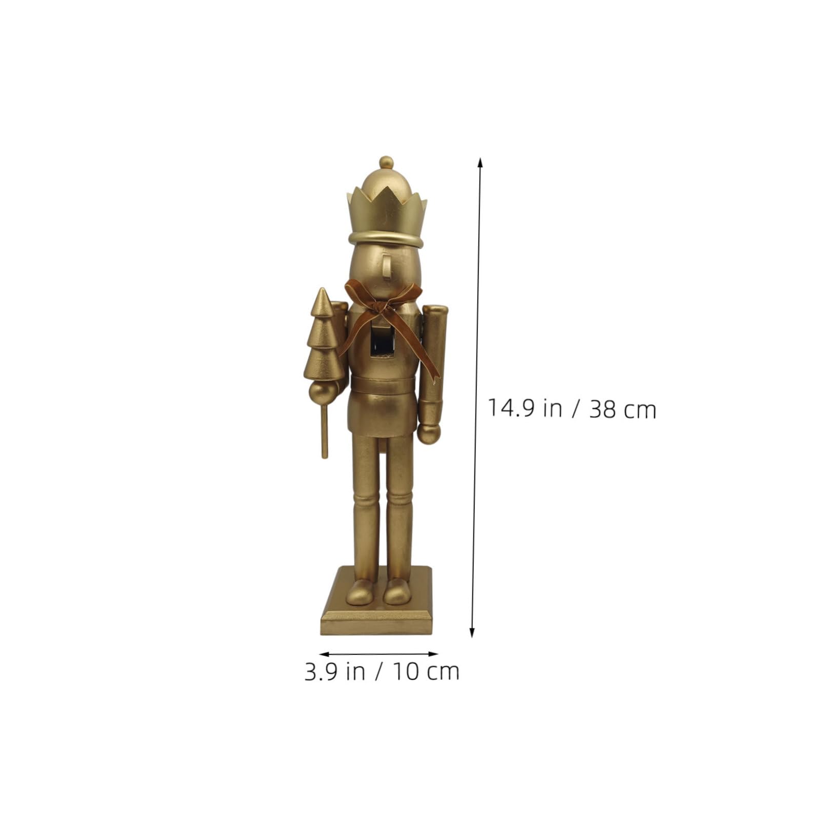 Drewniany Nutcracker Żołnierz z Złotą Kokardą Klasyczna Świąteczna Dekoracja Kominek i Stół Figurka Bożonarodzeniowa Xmas Celebration
