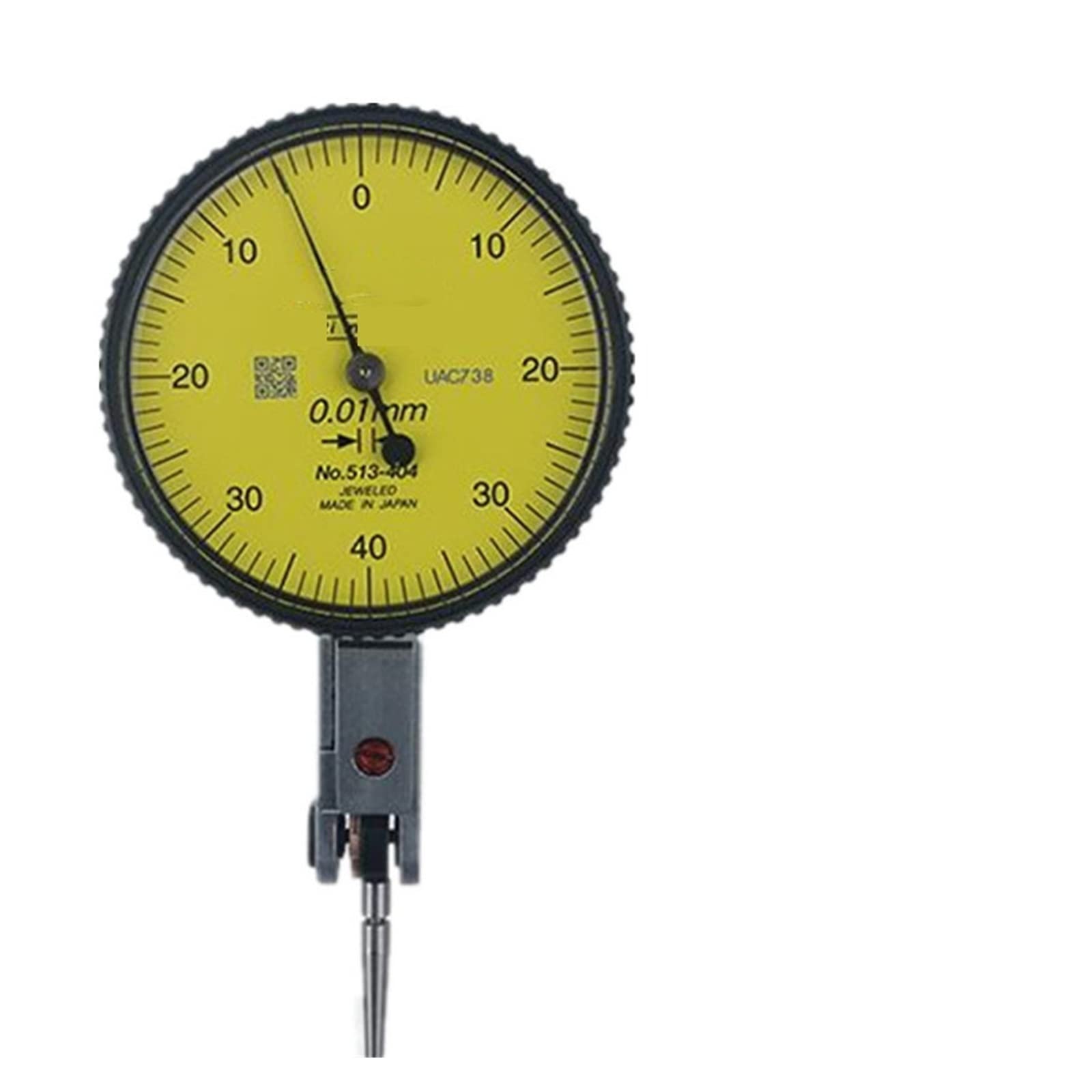 Comparatore Centesimale, Indicatore a quadrante 513-404 Precisione comparatore da tavolo a leva analogica 0,01 Gamma 0-0,8 mm Diametro 40 mm 32 mm Strumento di misurazione per Falegnameria, Officine,