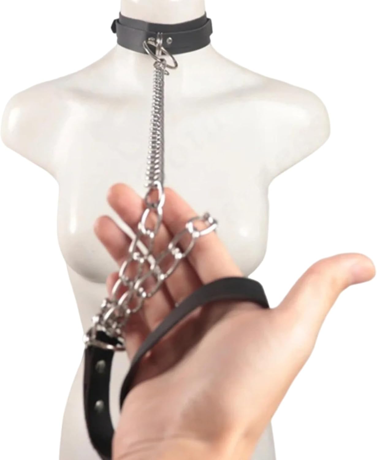 Complete BDSM Collar Kit with Long Tow Rope & PU Leather Straps for Couples Roleplay, Valentines & Mardi Gras Gift for Adventurous Beginners, Bedroom Bondage Set