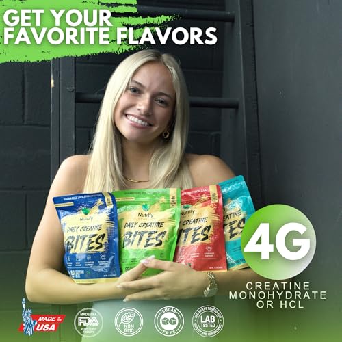 Image of Nutrify Daily Creatine Gummies for Women and Men - 4g Creatine Monohydrate per Serving for Muscle Growth & Recovery - Sugar-Free, Low-Calorie, with Vitamin B12 for Energy Boost (Blue Raspberry)