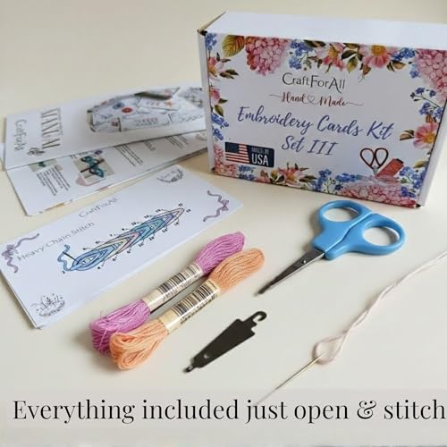 Image of 12 Perforated Beginner Embroidery Stitch Cards DIY Kit, Easy to Learn Patterns from Videos and Illustrated Step by Step Instructions, Needlepoint Kits for Adults Include Tools, Threads, Handmade Gifts